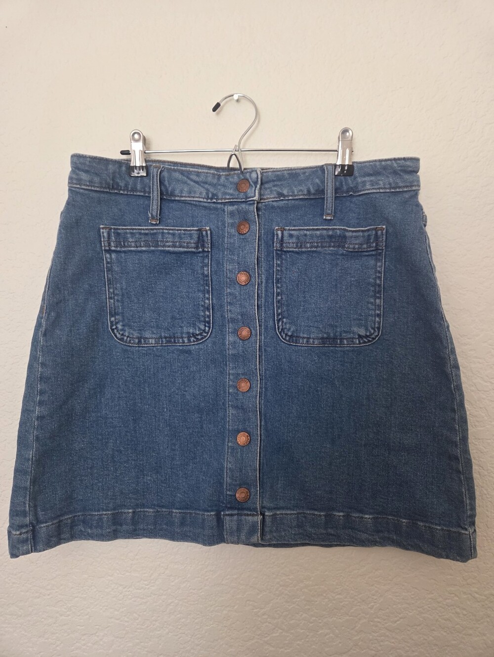 Madewell Button Front Denim Mini Skirt Size 30 Medium Wash Jean Skirt